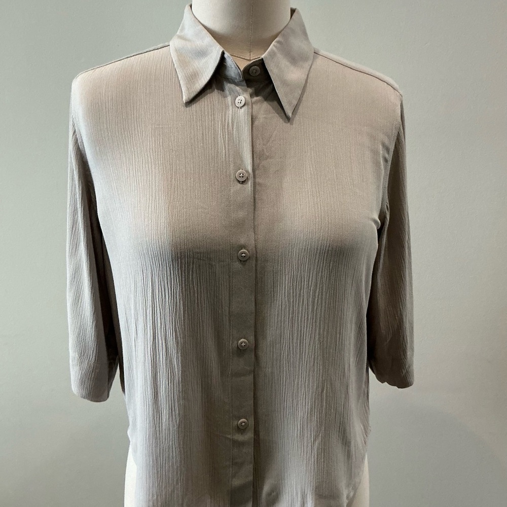 Babaton Light Gray/Taupe Button Down Shirt